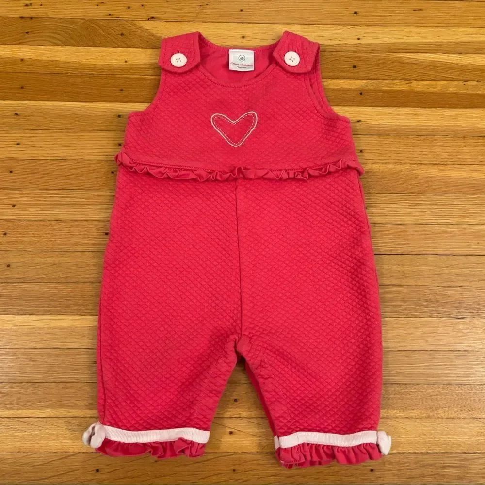 Hanna Andersson pink quilted heart soft overalls